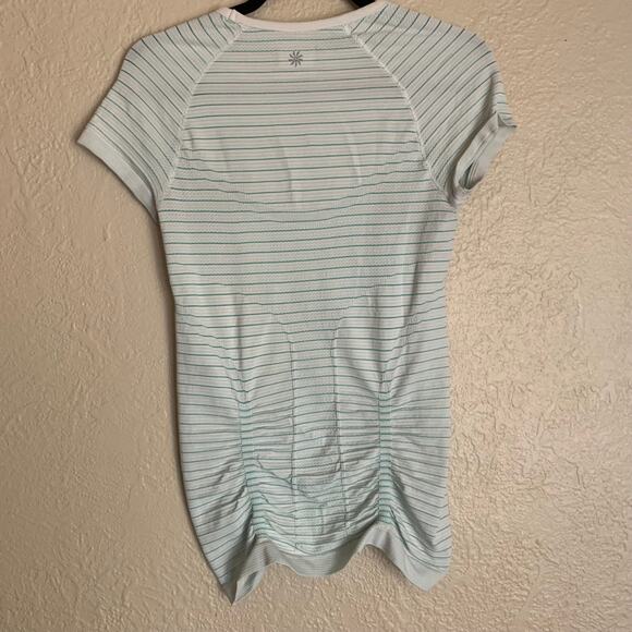 Athleta Green Striped T-Shirt Size XS - Picture 2 of 7